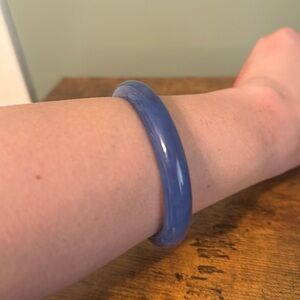 Vintage Plastic Bangle Bracelet, Blue, Marble, Retro, Boho
